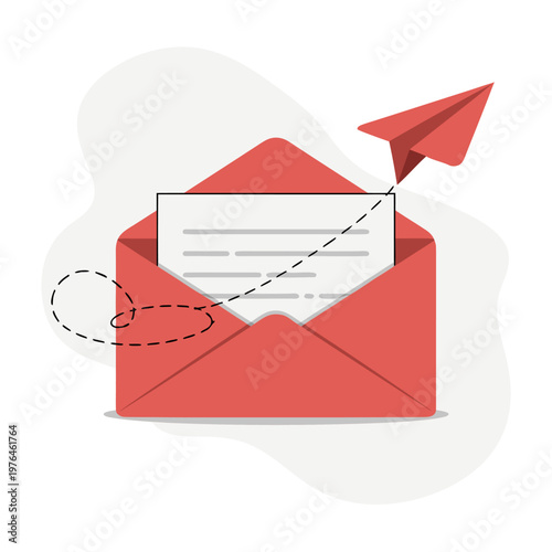 Envelope with Letter and Paper Airplane Illustration