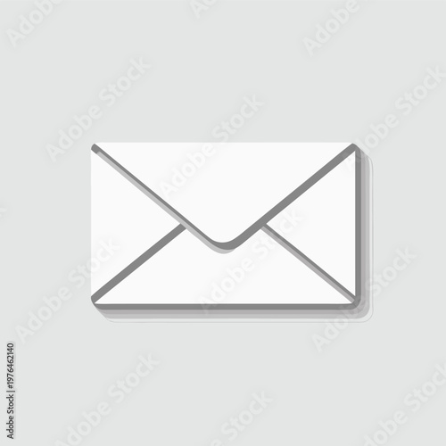 Simple Isolated White Email Envelope Icon Graphic