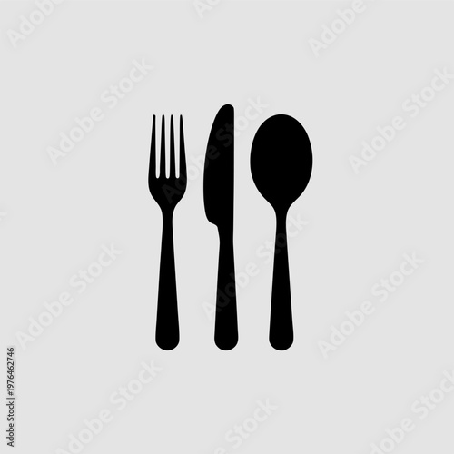 Simple Black Cutlery Set Vector Illustration