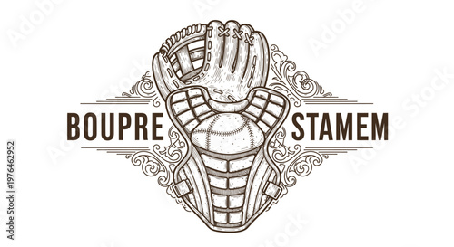 Vintage Baseball Catcher Gear Logo Emblem