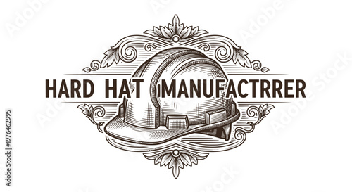 Vintage Hard Hat Manufacturer Emblem with Engraved Details