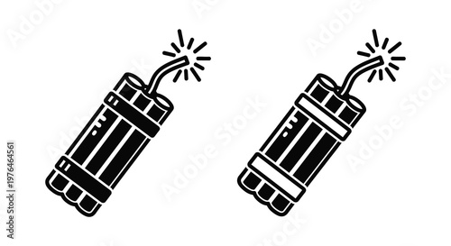 Two dynamite sticks with burning wicks in a stark silhouette