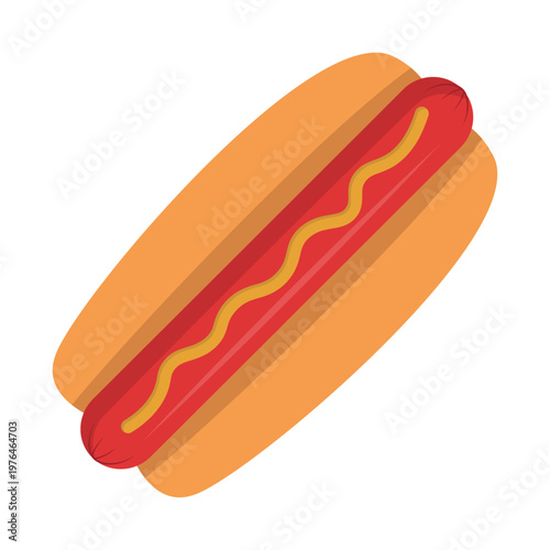 Foto Tasty Hot Dog Illustration with Mustard, in a Top-Down View