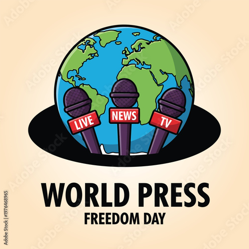 World press freedom day illustration global news coverage and reporting