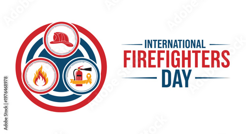 International firefighters day emblem honoring courage and service