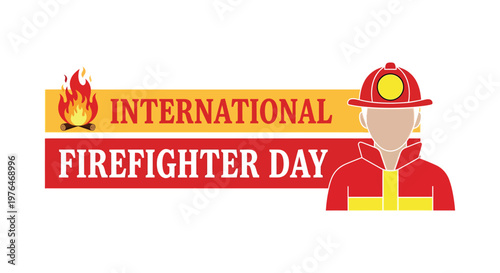 International firefighter day illustration with helmet and flames