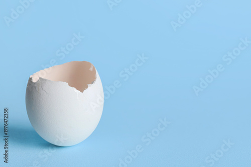 Egg shell on blue background
