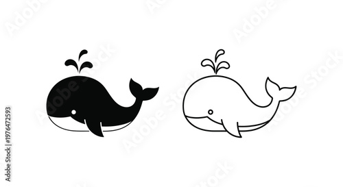 Whale Illustration Designs Cute Cartoon Whales Vector Art Vector