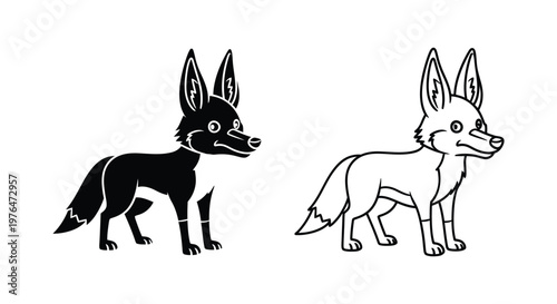 Black and Tan Fox Illustration Designs Vector