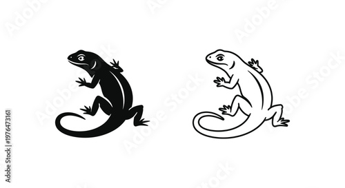 Black and White Lizard Design Ikon Vector