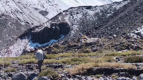 Andes mountain range and volcano valley in Santiago Chile