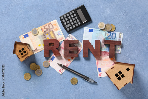 Word RENT with money, calcu...