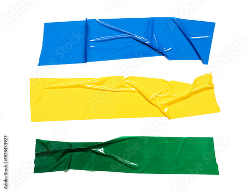 Crumpled strips of differen...