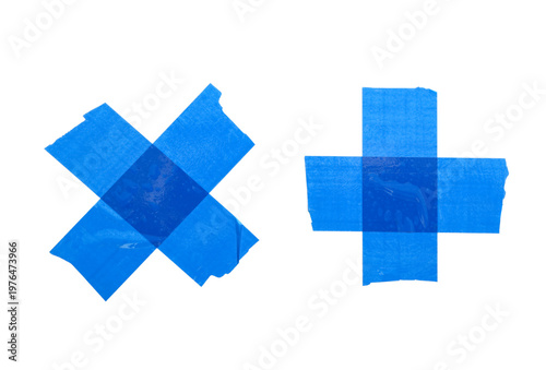 Crosses made of blue adhesi...