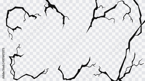 Abstract cracked frame with jagged lightning-like fractures forming an irregular border.