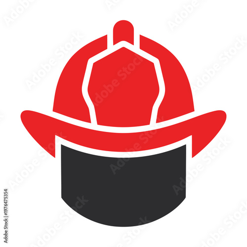 Vibrant Firefighter Helmet Icon Representing Emergency Services and Brave Rescue Workers