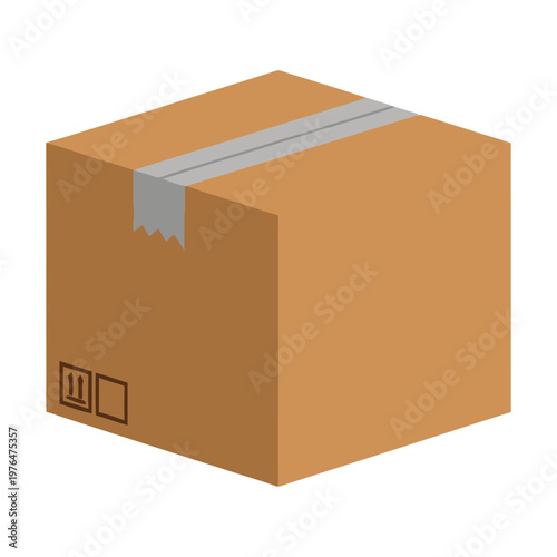 Brown cardboard delivery box sealed with tape, ready for shipping or storage purposes
