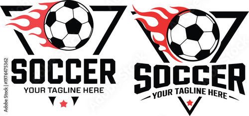 Colorful football players in action on green field with stadium background and motivational tagline