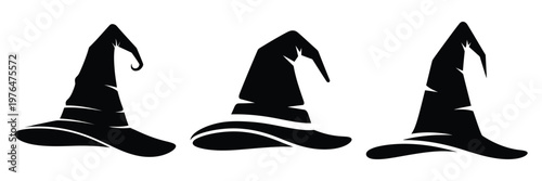 witch hat silhouette set vector illustration