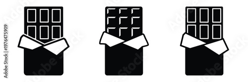 chocolate bar silhouette set vector illustration