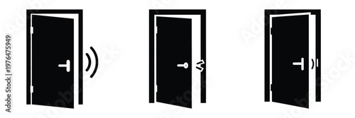 creaking door silhouette set vector illustration