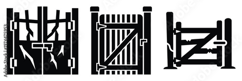 creaky gate silhouette set vector illustration