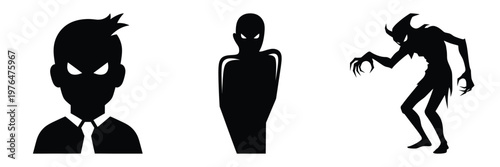 creepy shadow silhouette set vector illustration