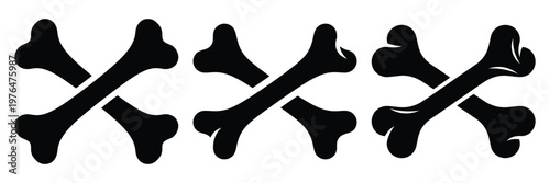 cross bones silhouette set vector illustration