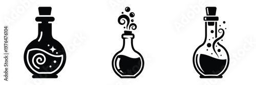 enchanted potion silhouette set vector illustration