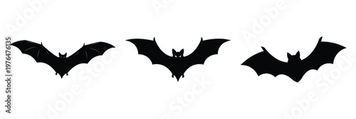 flying bat silhouette set vector illustration