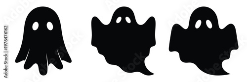 ghost boo silhouette set vector illustration