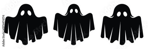 ghost costume silhouette set vector illustration