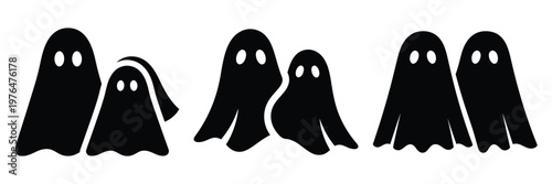 ghost couple silhouette set vector illustration