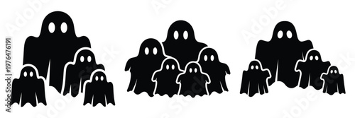 ghost family silhouette set vector illustration