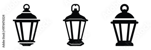 hanging lantern silhouette set vector illustration