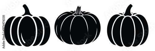 harvest pumpkin silhouette set vector illustration