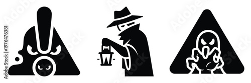 haunted warning silhouette set vector illustration