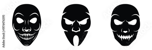 horror mask silhouette set vector illustration