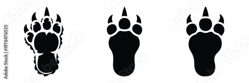 monster footprint silhouette set vector illustration