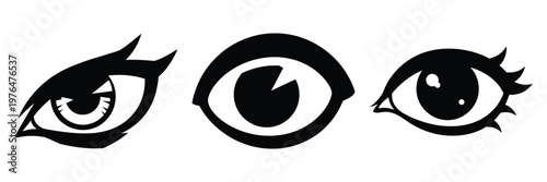 monster eye silhouette set vector illustration