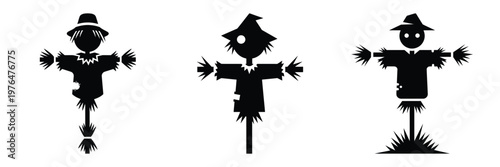 scarecrow silhouette set vector illustration