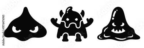 slime monster silhouette set vector illustration