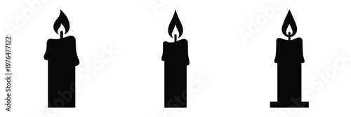 tomb candle silhouette set vector illustration