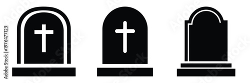 tombstone silhouette set vector illustration