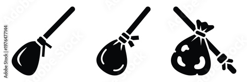 trick bag silhouette set vector illustration