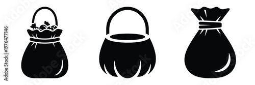 trick or treat silhouette set vector illustration