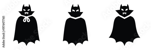vampire cape silhouette set vector illustration