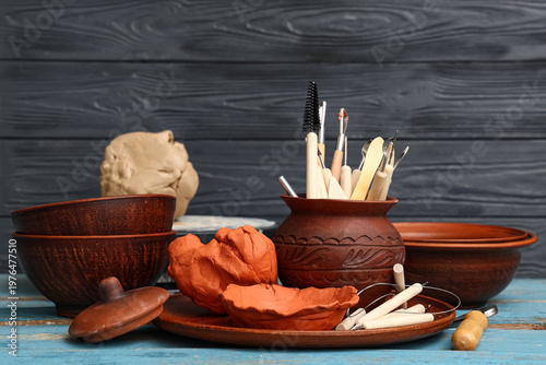 Pottery with clay and sculp...