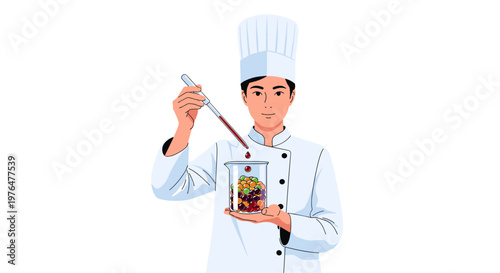 Chef preparing healthy salad with fresh ingredients and ladle cooking concept with vibrant vegetables