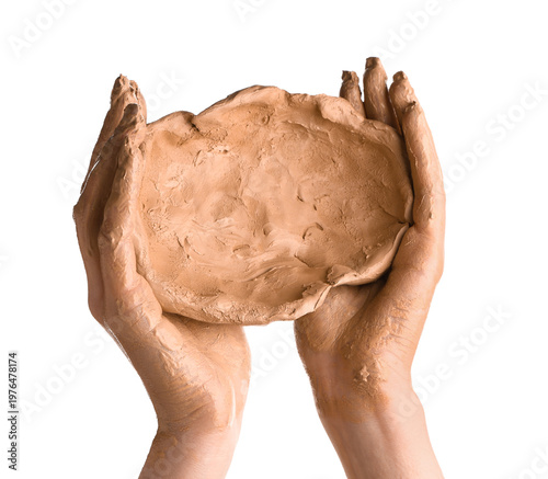 Female hands with clay plat...